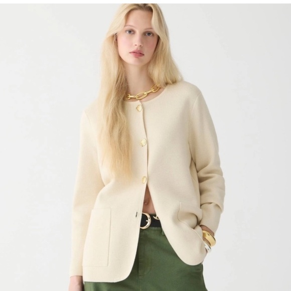 J. Crew Sweaters - NWT J.Crew | Giselle sweater blazer | Bleached Sand | Size S